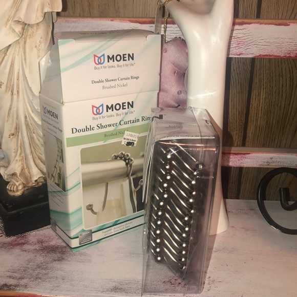 New In Box “MOEN” Double Shower Curtain Rings-Brushed Nickel - Picture 13 of 17